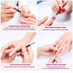 Pousse-cuticules arc-en-ciel, dissolvant de vernis à ongles, ensemble d'outils de manucure en acier inoxydable, grattoir pour vernis gel, nettoyeur d'ongles, pédicure - Product Image 2