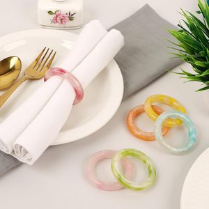 Classic <b>Round</b> Resin Napkin Rings with Navy Stripe Design for Elegant <b>Table</b> Decor Party Use - Product Image 4