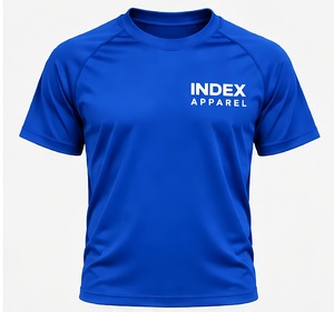 Index Apparel Men's Blue <b>Short</b> <b>Sleeve</b> T-Shirt Regular Fit O-Neck Printed Quick Dry Casual Wear - Product Image 1