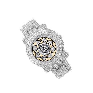 Reloj de Lujo con Incrustaciones de Moissanita, Estilo Hip Hop, de Cuarzo, Acero Inoxidable, para Hombre, con Fecha Automática, Personalizable, 46 mm - Product Image 6