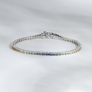 Bracelet tennis en moissanite couleur arc-en-ciel en argent sterling 925, fabrication sur mesure, fabricant de bijoux de luxe à bas prix - Product Image 2