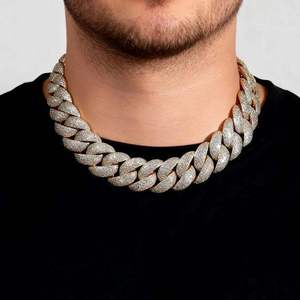 Luxury Cuban Link <b>Chain</b> Necklace VVS Moissanite Diamond Hip Hop Jewelry for Men Unisex <b>Iced</b> <b>Out</b> Statement Gold Style - Product Image 1