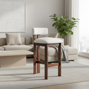 Silla de Barra Arden de Madera de Teca Premium con Taburete Moderno Minimalista Escandinavo para Espacio de Bar - Product Image 2