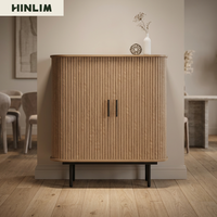 Mueble de Salón Moderno de Madera con 4 Estantes, Mueble de Almacenamiento de Diseño Escandinavo para el Hogar