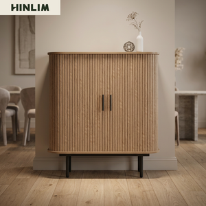 Modern Wooden Living Room Cabinet 4 <b>Shelves</b> Storage <b>Unit</b> Scandinavian Design Home Furniture - Product Image 2