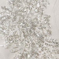 Applique tissée décorative à coudre, motif floral 3D avec strass, pour robes de mariée, chapeaux et matériaux en feutre