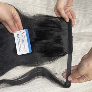 Extensiones de Cabello de Cola de Caballo de Color Negro en Oferta de Black Friday, Cabello Virgen de Proveedor, Súper Sedoso, Sin Caída ni Enredos - Product Image 6