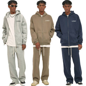 Manufacturer Custom Full <b>Zip</b> up Lightweight Sportswear Tech Men's Fleece zipper <b>hoodie</b> set With Sleeve <b>Pocket</b> tracksuit - Product Image 1