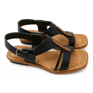 Peshawari Chappal T-Strap Genuine Leather Peep Toe Handmade Lightweight Sandals Open Toe Cushioned Rubber Outsole All Seasons - Product Image 3