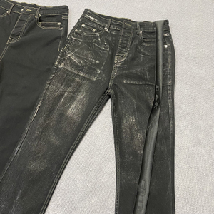 Jeans de Mezclilla Negros Desgastados de Cintura Alta y Corte Ajustado para Hombre, Pantalones Casuales de Pierna Recta de Algodón Lavado, Estilo Otoñal - Product Image 1