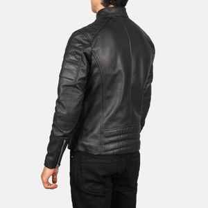 Chaqueta de Motero de Cuero Negro Faisor 100% Auténtico, Ecológica, Transpirable, para Invierno, con Cierre Frontal, Diseño Sólido, Servicio OEM, para Hombre - Product Image 5