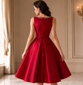Robe de Soirée Élégante et Luxueuse sans Manches à Paillettes Coupe Trapèze avec Col en Cristal, Modèle Sophistiqué 2026 pour Femme, Idéale pour le Bureau et les Occasions Formelles - Product Image 3