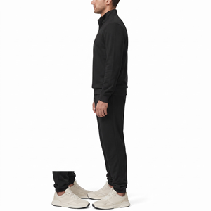 Chándal de punto de poliéster transpirable y ligero para hombre con cremallera de cuarto, ideal para invierno y ocio, con logo personalizado, modelo jogger en blanco, venta al por mayor. - Product Image 3