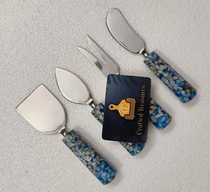 Ensemble de couteaux à fromage pour la maison, best-seller, en acier inoxydable 18/8 avec manche en terrazzo, outils de découpe de fromage pour la maison et l'hôtel - Product Image 2