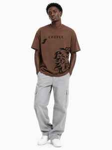 DTG Graphic Custom men's <b>shirts</b> Drop Shoulder Streetwear <b>Gothic</b> Logo Lion illustration <b>T</b>-<b>Shirt</b> for Men Crew Neck Summer wear ODM - Product Image 4