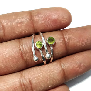 Bague ajustable en péridot vert naturel pour femme, en argent sterling 925, avec pierre précieuse, faite à la main, bijoux fins, certifiée pour mariage - Product Image 4
