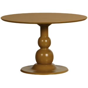 Table de salle à manger nordique en bois de manguier massif, design accrocheur, forme ronde, avec base sur pied décorée, options multicolores - Product Image 3