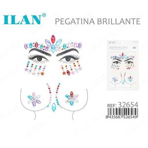 Adesivi viso con glitter Ilan, decorazioni facciali multicolori per feste - Product Image 1