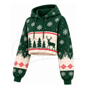 Hochwertige Maßgefertigte Design-Weihnachts-Damen-Winter-Hoodie Crop-Top-Hoodies OEM-Service Großhandelspreis Hoodie - Product Image 2
