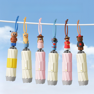 <span class=keywords><strong>Parapluie</strong></span> pliant personnalisé avec logo, poignée 3D en forme de chien, pointes arrondies réfléchissantes, idéal pour les enfants, l'école, les voyages, les boutiques et la vente <span class=keywords><strong>au</strong></span> détail. - Product Image 2