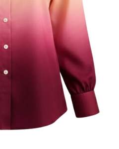 Camisa de Manga Larga para Mujer, Color Degradado de Albaricoque a Rojo Vino, Personalizada, con Botones, Estilo Casual para Oficina, Fabricante de Ropa Personalizada - Product Image 6
