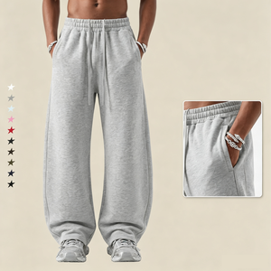 Custom Heavyweight 400GSM Canvas Cotton Anti-Wrinkle <b>Baggy</b> Sweatpants Men Blank Straight Wide Leg <b>Joggers</b> Unisex Streetwear Y2K - Product Image 2