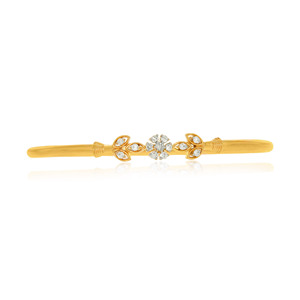 Bracelet jonc en or jaune avec diamants ronds brillants cultivés en laboratoire, design classique pour femme, à porter au quotidien - Product Image 2