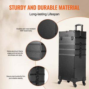 Valigia Trolley Professionale 5-in-1 Extra Large per Trucco, Organizer da Viaggio in Alluminio, Nuovo Design Portatile - Product Image 5
