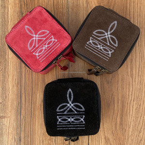 New Arrival <b>Boot</b> Stitch Suede Leather Jewelry Box Stylish Travel Divider Storage Organizer Cases Western Accessory Divider Cases - Product Image 4