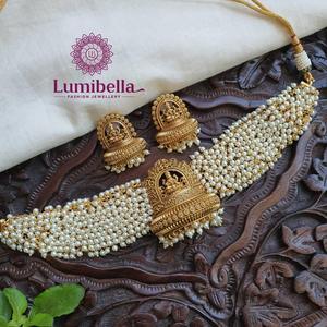 Classic Antique Gold Plated Pearl <b>Bridal</b> <b>Jewelry</b> <b>Set</b> for Wedding India - Product Image 1