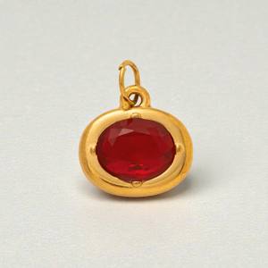 Pendentif Breloque Ovale en Quartz Rubis 6x8mm avec Sertissage - Pendentif Bijou Pierre de Naissance en Argent Sterling 925 Vente en Gros - Product Image 1