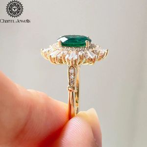 Charm_Jewells Women's 18K <b>Gold</b> Plated Silver Cushion Cut Moissanite <b>Cocktail</b> <b>Ring</b> Flower Prong Setting IGI Certified Luxury <b>Ring</b> - Product Image 3
