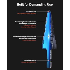 Hss 1/4 3/4นิ้วโคบอลต์เจาะขั้นตอนเหล็กความเร็วสูงขลุ่ยเกลียวสี่หัวเคลือบ Tialn สำหรับโลหะสแตนเลสพลาสติก - Product Image 3