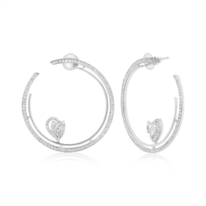 Pendientes de Aro con Diamantes Tallados en Forma de Corazón, Plata 925 con Baño de Rodio, Joyería de Lujo para Mujer, para Bodas - Product Image 1