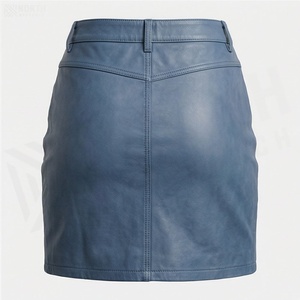 Jupe crayon mini en similicuir taille haute pour femme avec poche, couleur unie, design brillant, à porter toute l'année - Product Image 2