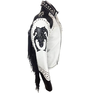 Chaqueta de Moda Unisex Personalizada en Color Piel de Vaca, Estilo Punk Vintage, con Púas Largas, Transpirable, Ecológica y Resistente al Viento - Product Image 4