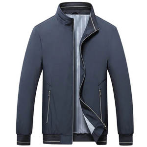 Men's Lightweight Baseball Style <b>Bomber</b> <b>Jacket</b> Solid Fashion Stand Collar Versatile Outerwear Winter Breathable Customized Color - Product Image 1