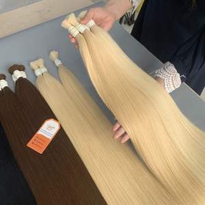 Extensions de cheveux humains lisses en vrac, couleur tendance, sans perte ni nœuds, toucher doux, pour tressage, prix de gros - Product Image 6