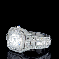 Montre de luxe Hip Hop à forte demande, en acier inoxydable, entièrement sertie de moissanite, mouvement mécanique ETA, étanche, analogique, de fabrication usine