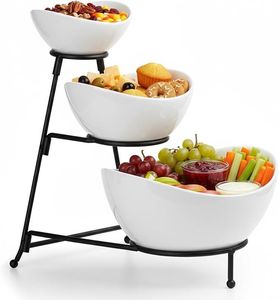 Support de service à 3 niveaux, support de service en bambou, support pour bols en céramique, support pour organiser les en-cas, support à desserts, étagère de service - Product Image 1