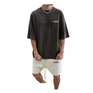Wholesale 2 Pieces <b>Sets</b> Men's Casual Streetwear Oversized Fashion Short Sleeve T-shirt Shorts Sports Gym Tracksuit Men's <b>Sets</b> - Product Image 3