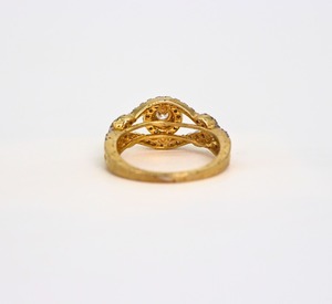 แหวนทองคำแท้ 14K สีเหลือง ประดับเพชรทรงกลม 1 กะรัต เพาะเลี้ยงในห้องปฏิบัติการ ขัดเงาอย่างดี แหวนแต่งงานสำหรับผู้หญิง สี D ถึง G ระดับความสะอาด IF SI2 - Product Image 6