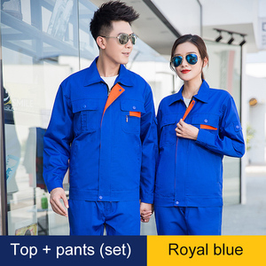 Combinaison de travail unisexe bleu foncé avec bordure orange, bretelles réglables, plusieurs poches, usage industriel, polyester, certifiée CE, personnalisable - Product Image 5