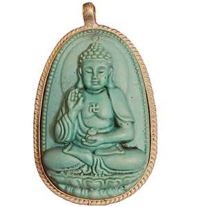 Colgantes Religiosos de Aleación de Cobre con Diseño de Buda y Coral, Temática de la Paz - Product Image 5