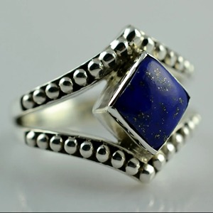 <b>Lapis</b> <b>Lazuli</b> <b>Ring</b> 925 Sterling Silver Handmade Boho Statement Promise Jewelry for Women Natural Cushion Shape Gemstone Jewelry - Product Image 2