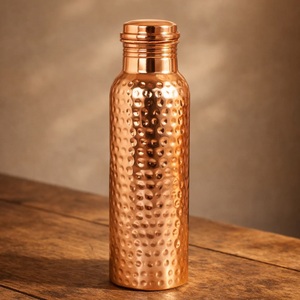 Traditional <b>Copper</b> <b>Drinking</b> <b>Bottle</b> with Lid Eco-Friendly Classic Design Smooth Finish for Home Office School Gym & Outdoor Use - Product Image 3