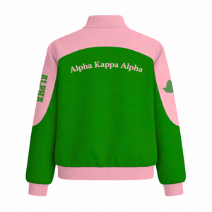 Alpha |   Kapa |   Veste de course en sergé de coton Alpha Sorority pour femme, veste universitaire de sport automobile, veste de motard haute performance - Product Image 3