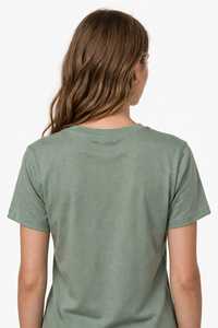 T-shirt décontracté d'été pour femme en jersey vert sauge à motif lettres, imprimé vintage, col rond, manches courtes - Product Image 4