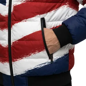 Chaqueta Acolchada con Capucha para Hombre Storm Fit, Estampado de Bandera Americana, Cortavientos, Informal de Invierno, Cierre de Cremallera, 100% Poliéster - Product Image 4