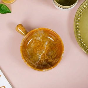 Tazón de Resina Hecho a Mano de Primera Calidad con Asa, Estilo Mármol Naranja, para Servir Sopa, Postre, Dulces y Decoración de Cocina - Product Image 3